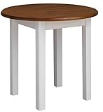 Bois de pin k koma Table ronde en pin 90 cm, table de salle à manger en bois massif, blanc miel, style rustique (chêne)