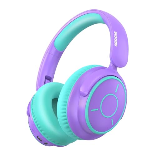 Image of MIDOLA Kids Headphones Bluetooth 5.4 Wireless Volume Limited 85 /94dB Hearing Protection Over Ear,68 Hours Playtime Foldable with Cable Aux Wired Built-in Mic for Toddler Child Travel School Purple