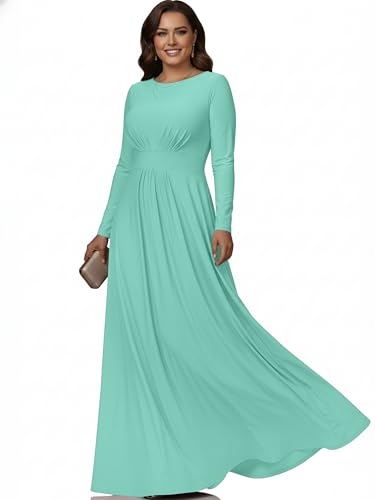 Image of KOH KOH Womens Long Sleeve Flowy Modest Elegant Evening Maxi Dress Gown