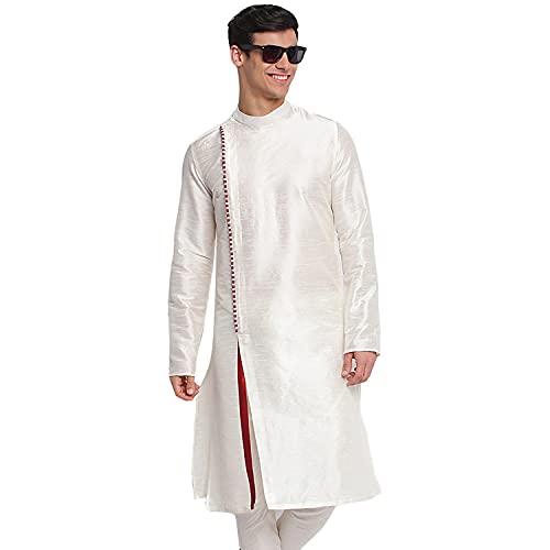 Image of Sanwara Sanwara Men Deep Blue Solid Pattern Straight Kurta