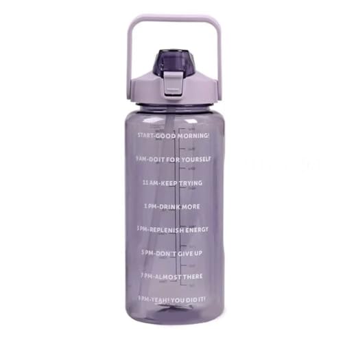 Image of 4Mura 2 L Capacity Belt Straw Transparent Motivational Water Bottles|Time Marker Leak Proof&Break-Proof|Best Usage For Office /School /Gym /Travel Bottle|Bpa-Free Fitness Sports Bottle (PURPLE)