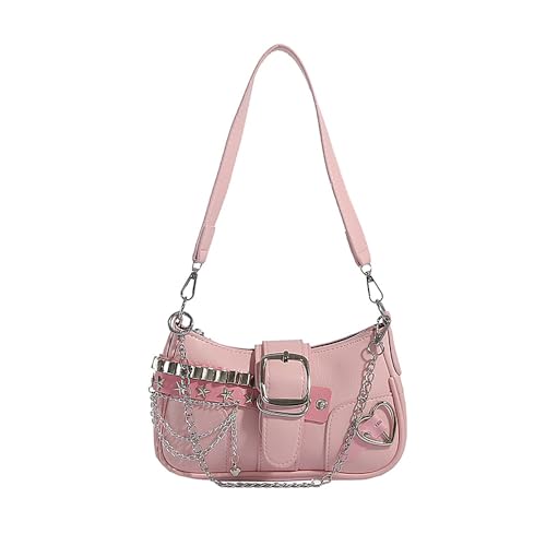 DiafebWanghh Y2K Shoulder Bag Y2K purse for Women Handbag Punk Purse (Pink)