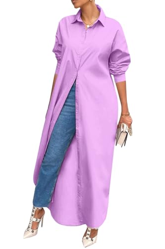 Choichic Shirt Dresses for Women Casual Long Sleeve Collared Solid