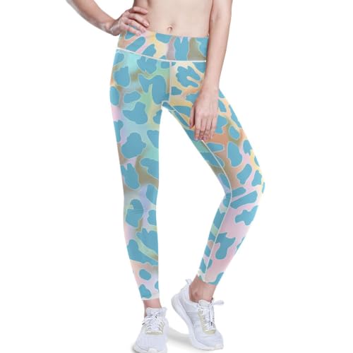 Leggings de guepardo dorado para mujer pantalones de yoga con cintura alta talla XS a XXL