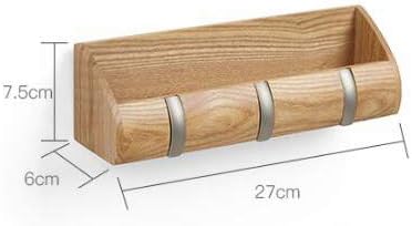 Coat Rack Wall Mounted Solid Wood Mail Key Holder Organizer with 3 Metal Hooks Perfect Touch for Living Room Entryway Office A (C)