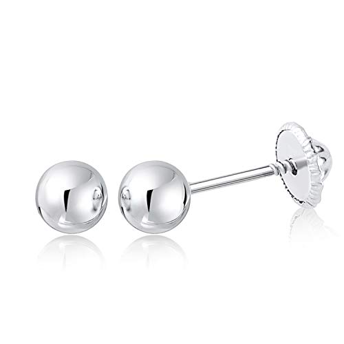 MASSETE Gold Ball Stud Earrings for Women and Girls Screwback | 10k, 14k, 18k | White Yellow or Rose Gold | 3mm 4mm 5mm | Nickel Free