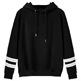 【Diseño elegante】 Jersey de bloque de color, tops de mujer de atuendo básico y elegante, manga larga, sudadera ligera con diseño de mangas a rayas, sudaderas con capucha.