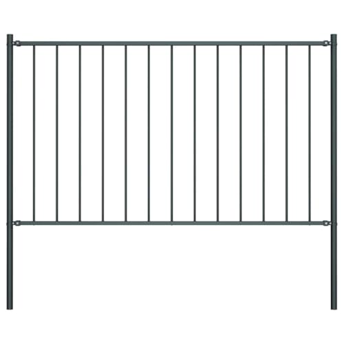 vidaXL Panneau de Clôture et Poteaux Clôture de Jardin Exterieur Arrière-cour Résistance aux Intempéries Acier Enduit de Poudre 1,7x1,25 m Anthracite