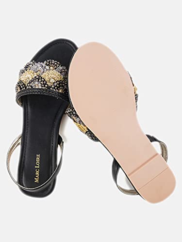 Image of Marc Loire Women's Embroidered and Embellished Flat Fashion Sandals