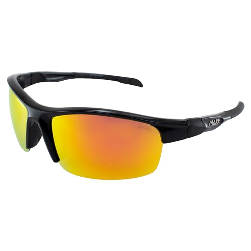 MAXX Switchback Sport Golf Motorcycle Riding Sunglasses Black with Polarized Orange Mirror Lens