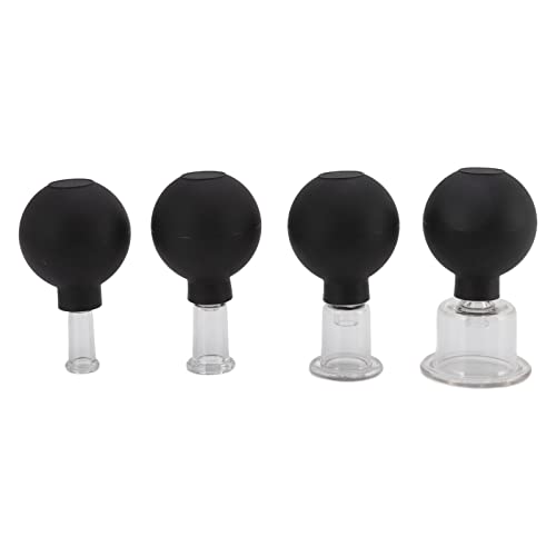 Juego de 4 ventosas faciales, ventosas al vacío con bola de silicona, para cuerpo, cara, pierna, brazo, espalda y hombro, color negro