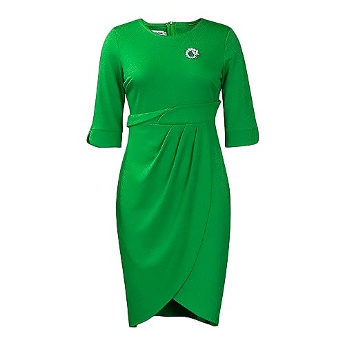 Cocktail Peplum Dress for Women Vintage Casual Long Sleeve Ruched Slit Work Office Business Bodycon Dress3