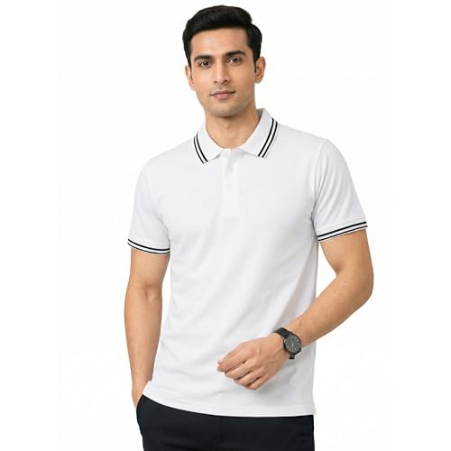 Image of Hangout Hub Hybrid Men's Polycotton Polo T-Shirt | Solid Finish | 260 GSM Premium Fabric | Half Sleeve Collared Neck | Regular Fit | Casual & Office Wear | Set of 1, 2 & 3