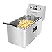 SBJ 4L/6L Elektro Fritteuse aus Edelstahl, Professionelle Auftisch Fritteuse, Einzeltank mit Korb und Deckel, für Den Gewerblichen und Privaten Gebrauch