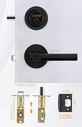 Goldenwarm Keyed Alike Black Door Handle With Deadbolt, Round Contemporary Matte Black Exterior Door Lock Set With Deadbolt, Heavy Duty Zinc-Alloyed Front Entry Door Locksets With Deadbolt(1 Pack) #TOP6