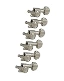 Mini Rotomatics Grover 205N6 Mini Rotomatics avec bouton rond – Tête de machine à guitare, 6 en ligne, côté basse (gauche) – Nickel