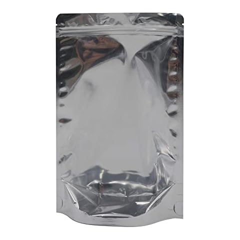 AIBAOBAO 50Pcs Resealable Ziplock Mylar Food Storage Bags Foil Aluminium Stand Up Pouches Bags with Clear Front for Candy, Cookies, Jewelry, Herbs, Snack, Coffee Bean, Kitchen, Party (18x26cm) Cover