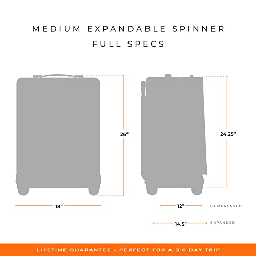 Briggs & Riley 26" Medium Expandable Spinner - Checked Luggage for Travel, Suitcases with Wheels, Softside Rolling Bag for Men & Women, Self-Repairing Zipper - Baseline Collection, Navy