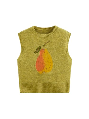 Image of CIDER Women's Sweater Vest Knit Sleeveless Pear Cute Graphic Tank Top