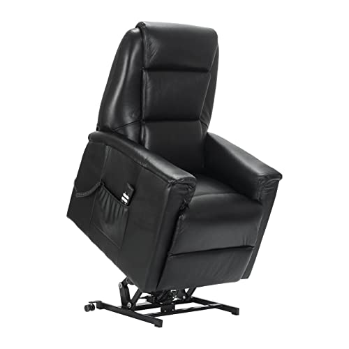 POLTRONE ITALIA Rebecca 2 Motoren Leder PERSONALISIERTEN fernsehsessel mit aufstehhilfe Medizinisches Gerät 2 Räder Schwarz – Bild 3