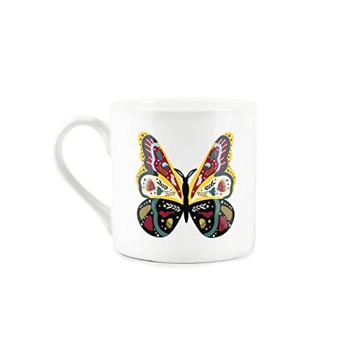 Purely Home Yellow/Red Butterfly Mug - Fine Bone China White Garden Coffee/Tea Present Gift for Animal Lovers - Image 2