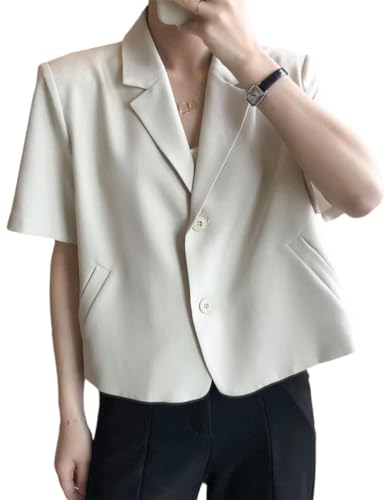 Kinghua Cropped Blazers for Women Spring Summer Short Sleeve Jackets Casual Lightweight Work Office Blazer Tops