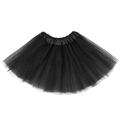 Zando Black Tutu Girls Black Tutu for Toddler Girls Kids 4 Layers 2-8 Years Halloween Princess Puffy Tulle Elastic Waist Dance Skirt Birthday Party Dress up Affordable Soft