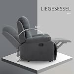 HOMCOM Relaxsessel Einzelsofa Liege 150° neigbarer Fernsehsessel Liegesessel TV-Sessel mit Schlaffunktion für Wohnzimmer Leinen Dunkelgrau 93 x 88 x 102 cm – Bild 4