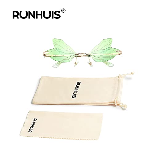 Image of Dragonfly Rimless Sunglasses Wing Shaped Butterfly Fairy Shades Glasses Fashion Party Sunglasses for Women Men
