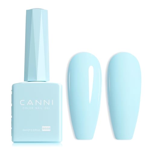 CANNI Pastel Blue Gel Nail Polish, 1Pcs Light Baby Blue Gel Polish Color High Gloss Soak Off U V...