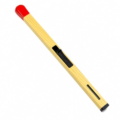 Matchstick Shaped Butane Lighter 20.5 cm, Refillable Long Handle Gas Lighter with One Touch Trigger, Visible Fuel Window & Hanging Ring for Kitchen Stove, BBQ, Candle and Camping Use