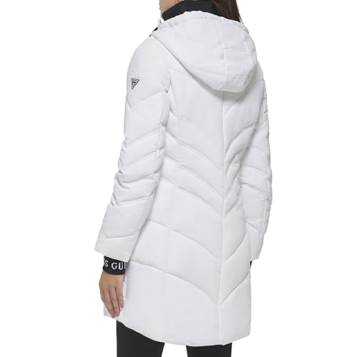 GUESS Women’s Water Resistant White Midweight Puffer Jacket - X-Large Style Essential - Image 4