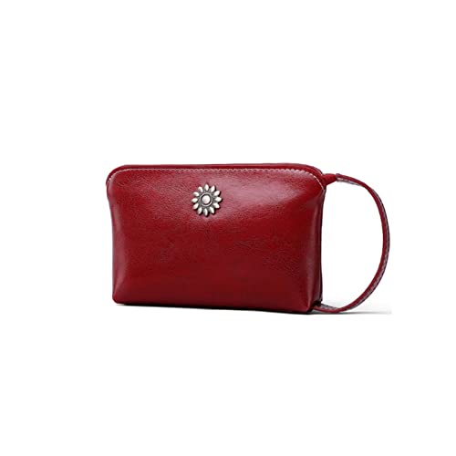 DieffematicQ Monedero Mujer Monedas de Cuero Genuino Mujeres Muñeción Femenina Monederos de Monedas Diseñador Zipper Dinero Teléfono Bolsos Ladies Embrague (Color : Red)