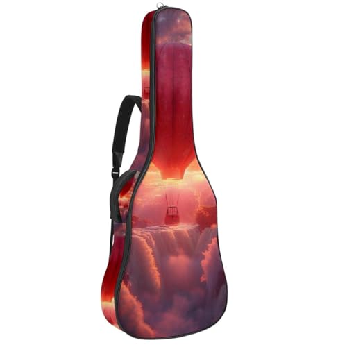 Housse de guitare acoustique 41 pouces à motif montgolfière avec poches de rangement
