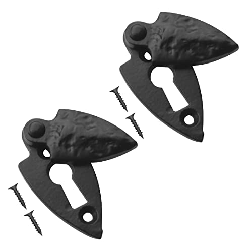TERF® Traditional Vintage Style Antique Black Escutcheon Covered 60mm Keyhole Cover Escutcheon Including Fixing Screw - Pack of 2