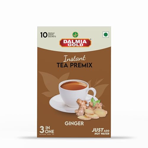 Image of Dalmia Gold Instant Tea Premix- Ginger Flavour - Regular Sugar (14 Grams * 10 Sachets) (Makes 100 ML) | Adrak