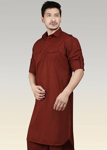Image of K-ROYALS Men's Cotton Blend Pathani Kurta Pyjama Suit
