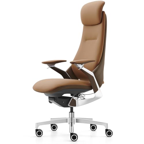 Executive Office Chair, Home Computer Desk Chair, Comfortable Cowhide Leather ...