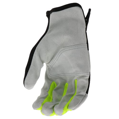 Boss Men's High Visibility Split Cowhide Leather Work Gloves, Knuckle Padding, Tear Resistant, Mesh Backing, Black/Gray, Medium (B51081-M) #TOP4