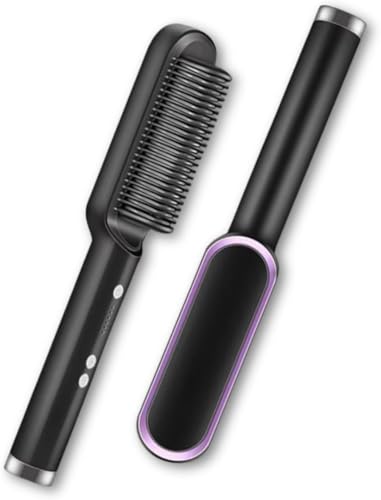 Escova Alisadora 3 em 1 Bivolt com Íons – Alisa, Seca e Reduz Frizz em Minutos, Resultado Liso Profissional para Todos os Tipos de Cabelo