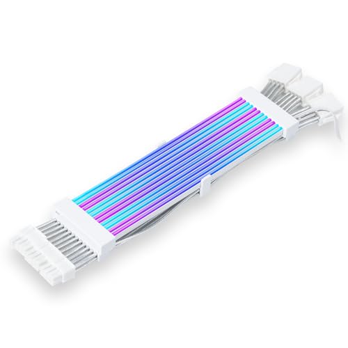 Cable GPU ARGB blanco de 3 x 8 pines para solucionar cables rígidos y oscuros