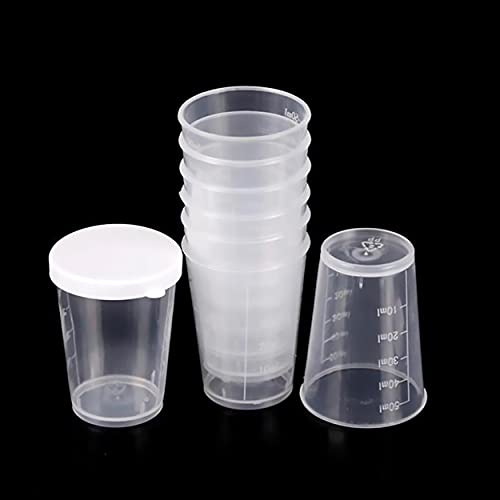 20 vasos medidores plásticos con tapa 50 ml miniatura 5