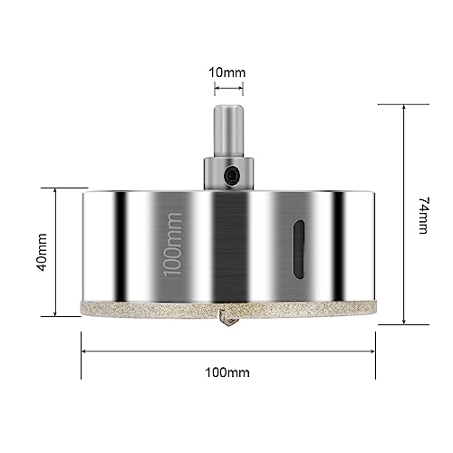 flintronic Diamond Drill Bit, 100mm Drill with Center Guide Bit, Glass Hole Saw Core Drill Bit with Diamond Surface Coating - Image 2