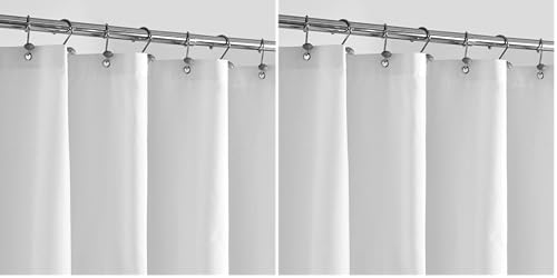 Image of ALYVIA SPRING Extra Long Fabric Shower Curtain Liner Waterproof - 72 inch x 96 inch, Soft & Lightweight X-Long Shower Curtain with Magnets, Machine Washable - 72x96, White (Pack of 2)