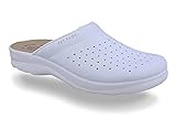  Fly Flot Ciabatte sanitarie Uomo Anatomiche Anti-Shock RAFORATO in Pelle (Bianco, Numeric_43)