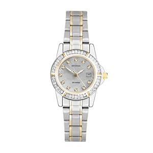 Sekonda Sienna Ladies 28mm Stone Set Bezel Dress Watch 50m Water Resistant with Date Window