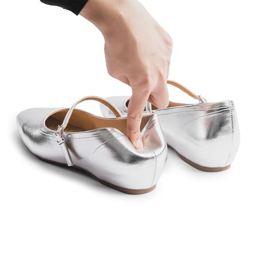 Image of Cusolemore Mary Jane Flat Shoes with Arch Support and Hidden Wedge Heel, Women Ballet Flats, Mary Jane Flats, Comfortable Dress Shoes