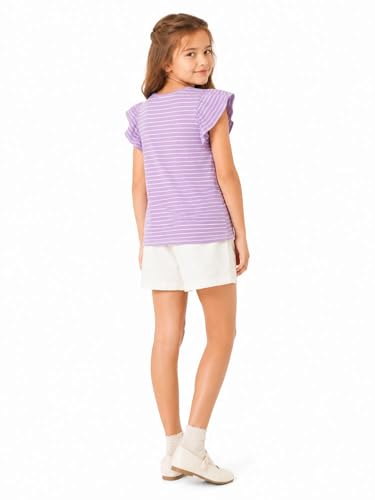 Image of Girls' Summer Shirts Cute Tops Ruffle Sleeve Crew Neck Casual Tees