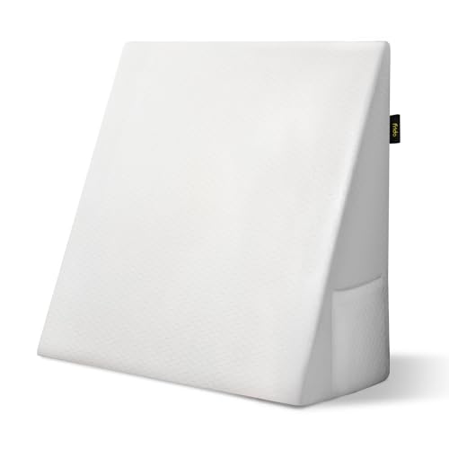 Image of Frido Ultimate Wedge Plus Max Cushion | Extra-Large Back Support Pillow for Bed with Side Pockets | Wedge Pillow for Neck & Back Pain Relief, Acid Reflux | Triangle Cushion with Carry Handle- White