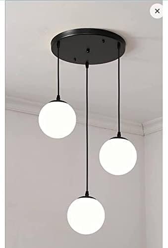 Image of Mahganya Glass Ceiling Hanging Light for Living Room Center, Chandelier Pendant Light for Drawing Room Center, Dining Table Round Cluster Hanging Lamp, Decorative Lamps, 3 Light Jhumar (White Shade)